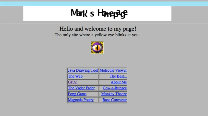 Mark Zuckerberg's first homepage website