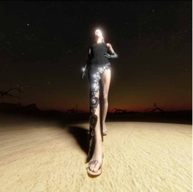 A still from a 3D animation Rob created with fashion brand David Koma.