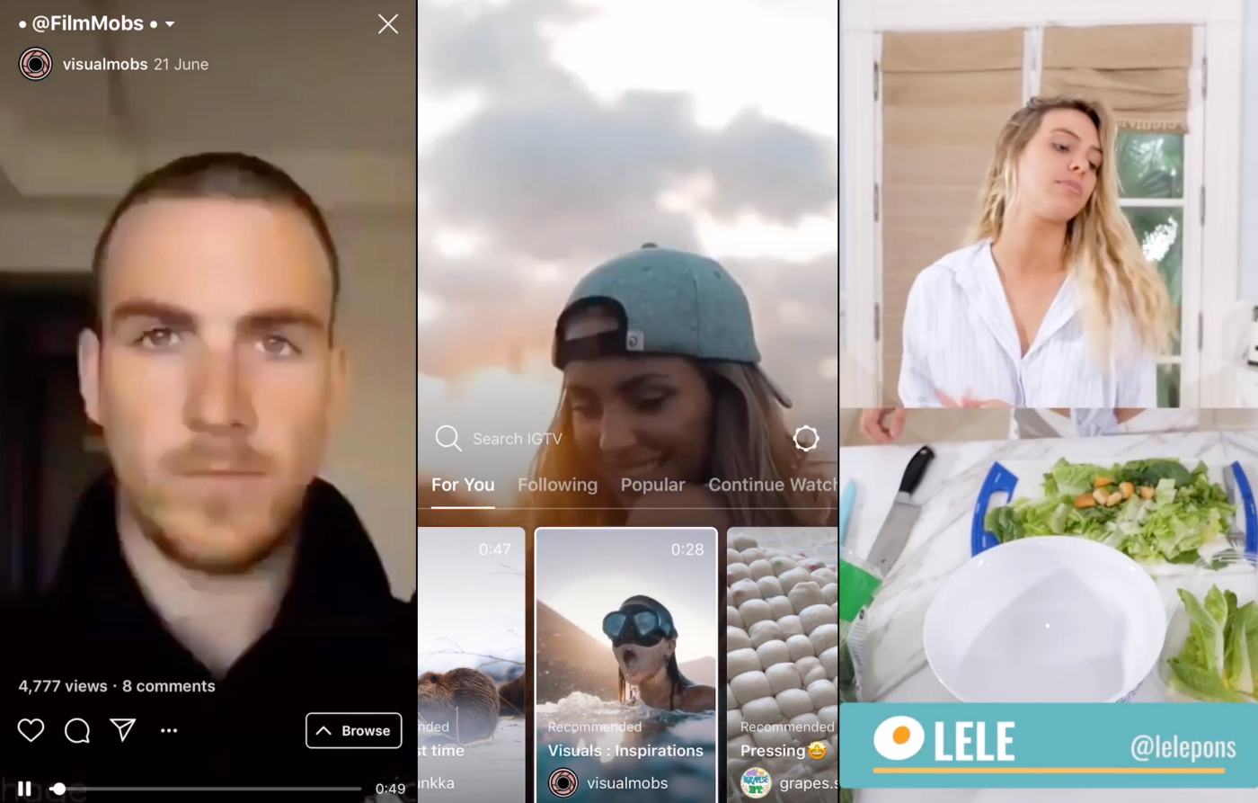 IGTV screenshots from visualmobs and lelepons
