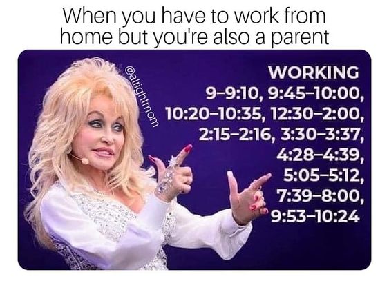 Dolly Parton meme working 9 to 5 with children