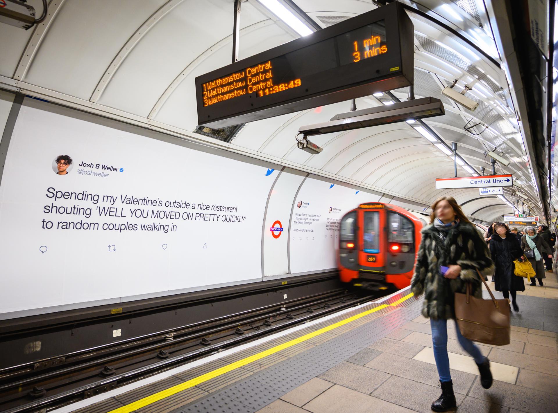 Dating Twitter OOH on the London Underground